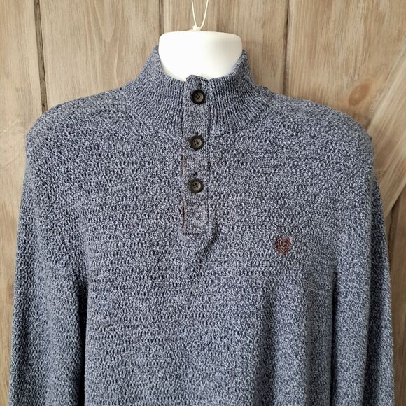 Chaps 3 Button Pullover Sweater Mens XL Brown Elbow Patches Preppy Office Casual - Picture 5 of 14